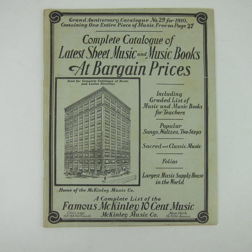 McKinley Music Co Catalog of Sheet Music Chicago New York Antique 1910 RARE